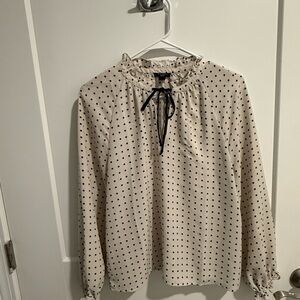 Ann Taylor Cream Polka Dot Blouse